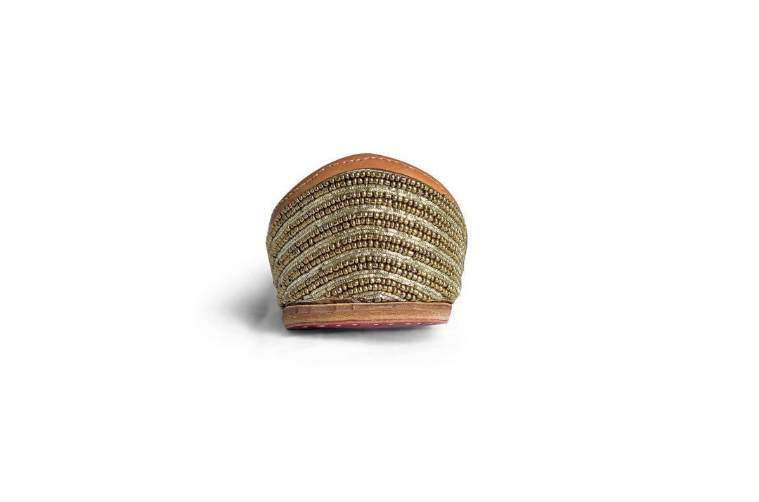 GOLD DUST Striped Rhinestone & Beadwork Ethnic Mojaris for Women | SHOBITAM