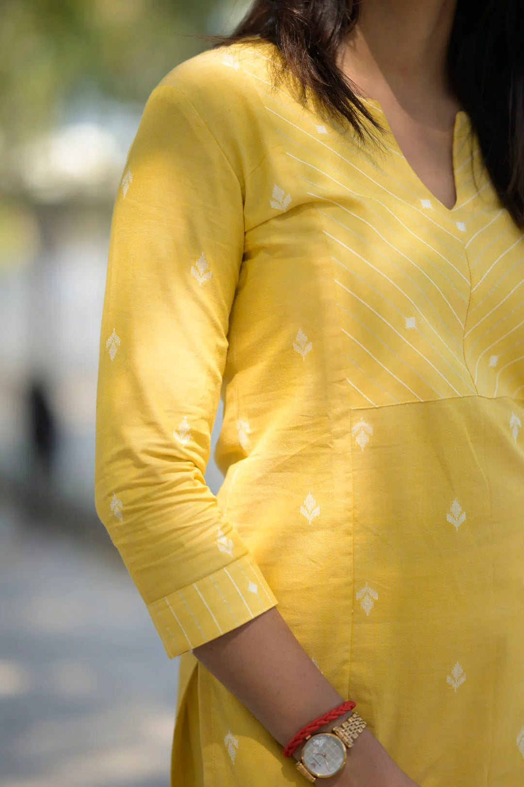 Daffodils Yellow Kurti and Pant 2 piece Set | Made To Order