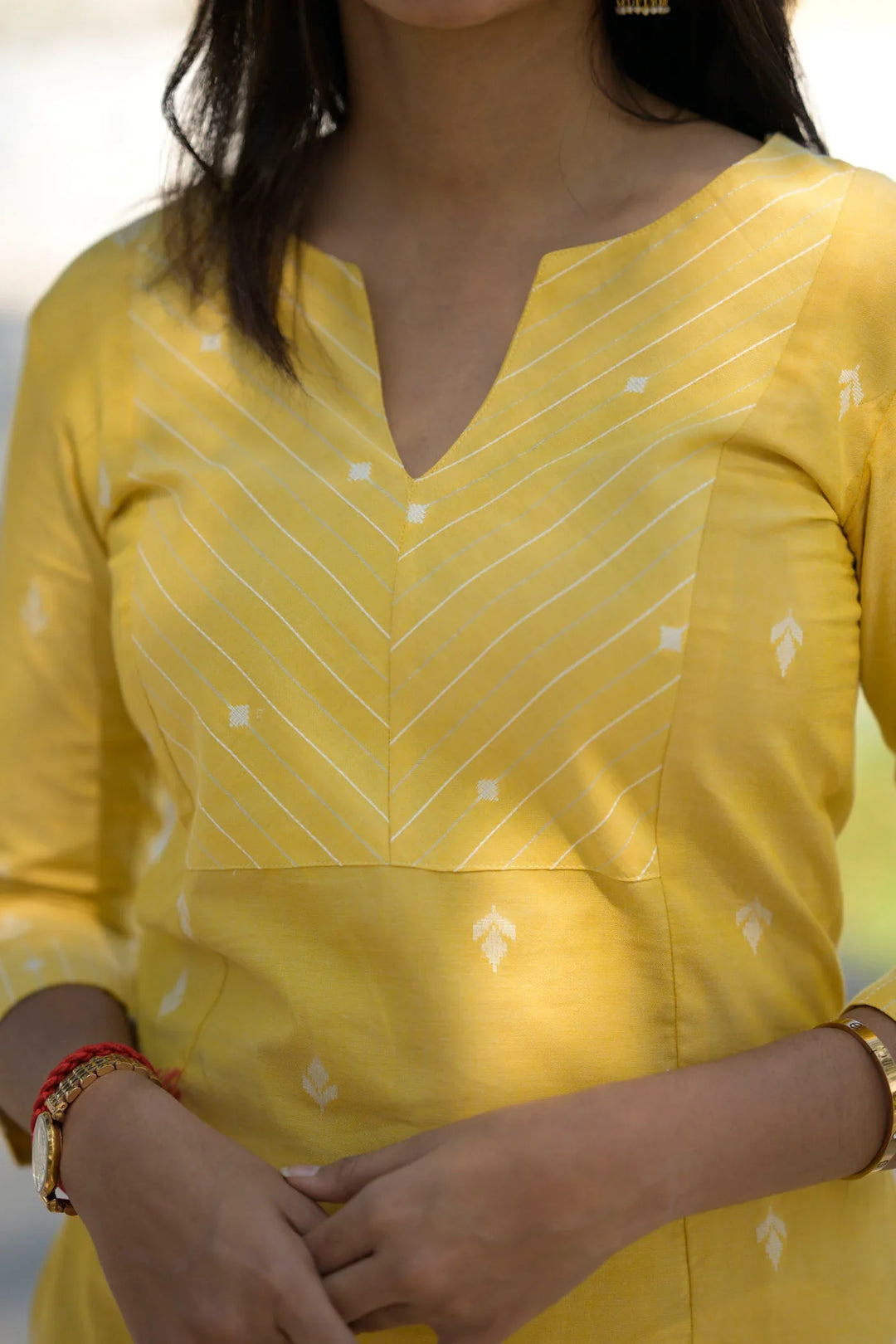 Daffodils Yellow Kurti and Pant 2 piece Set | Made To Order