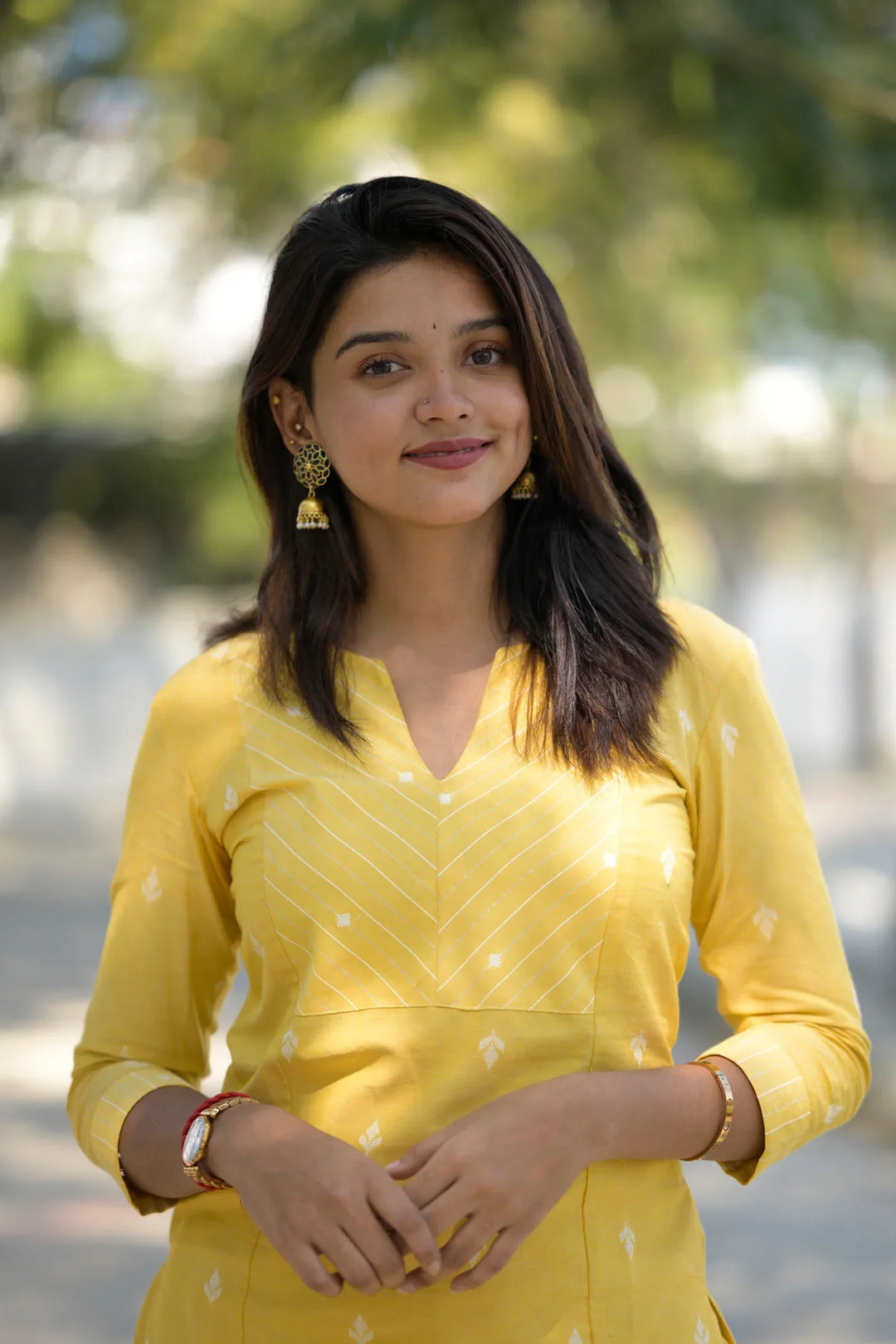 Daffodils Yellow Kurti and Pant 2 piece Set | Made To Order