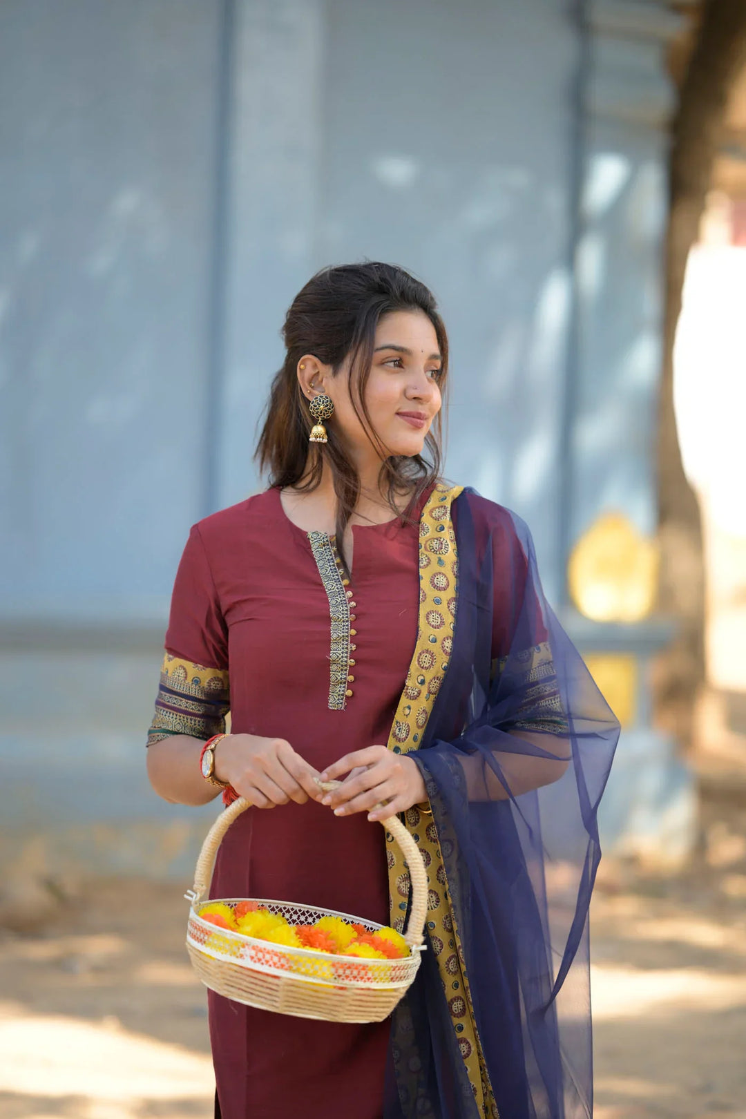 Earth and Sky - 2 piece Kurti and Dupatta Set | Made To Order
