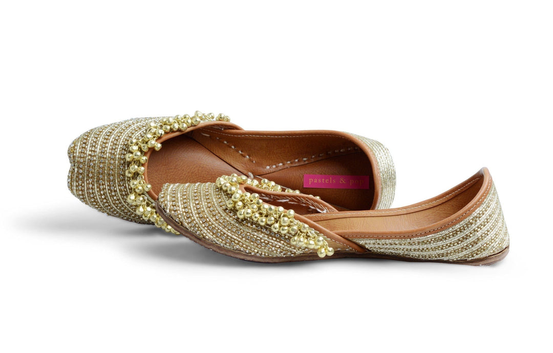 BEST FRIEND  Striped Rhinestone & Beadwork Ethnic Mojaris for Women