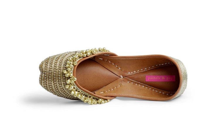 BEST FRIEND  Striped Rhinestone & Beadwork Ethnic Mojaris for Women