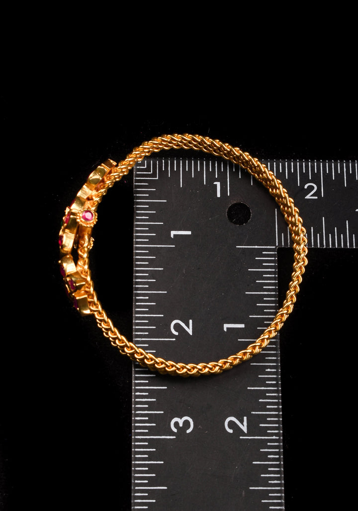 Size 2.3 - Pink and Green Stone Floral Design Kadaa | Shobitam Jewelry