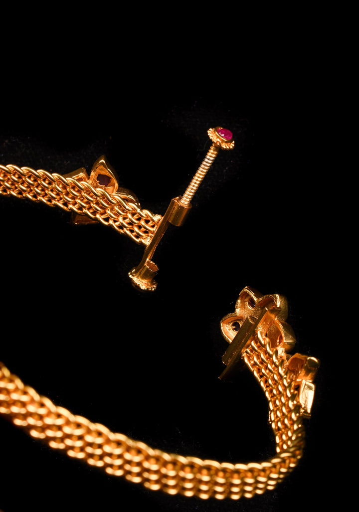 Size 2.3 - Pink and Green Stone Floral Design Kadaa | Shobitam Jewelry