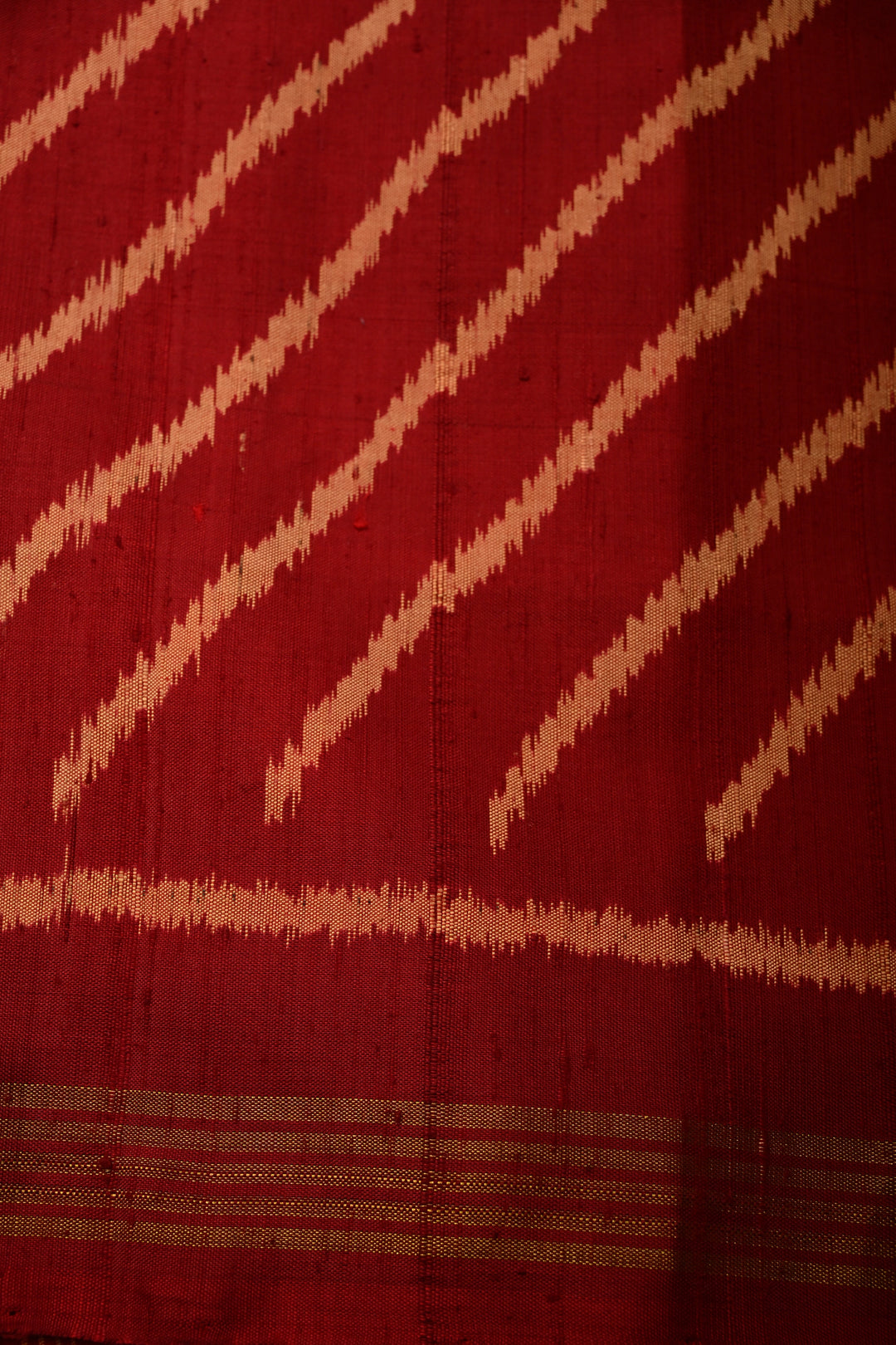Maroon Rajkot Patola Single Ikkat Saree in Pure Raw Silk with Panel Design and Minimal Border | SILK MARK CERTIFIED | SHOBITAM