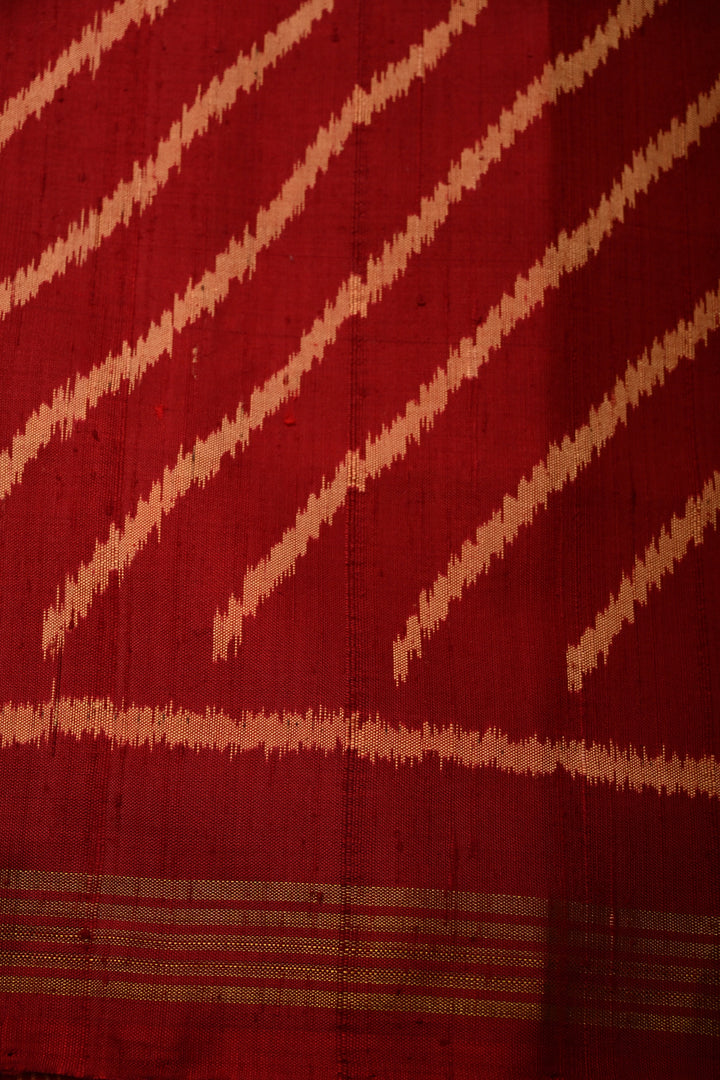 Maroon Rajkot Patola Single Ikkat Saree in Pure Raw Silk with Panel Design and Minimal Border | SILK MARK CERTIFIED | SHOBITAM