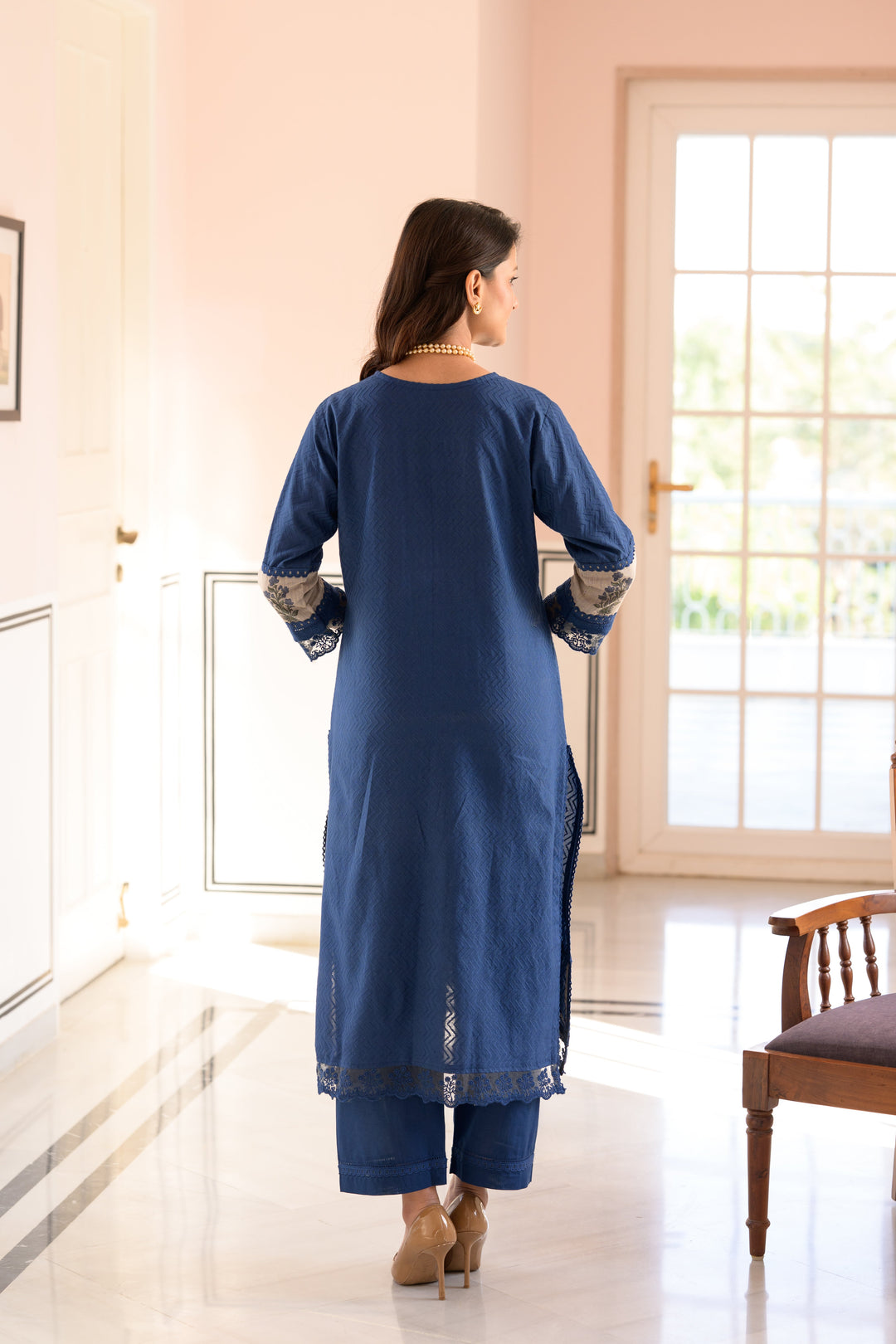 Blue Dobby Cotton Block Printed Kurta Set - SET OF-2 | SHOBITAM