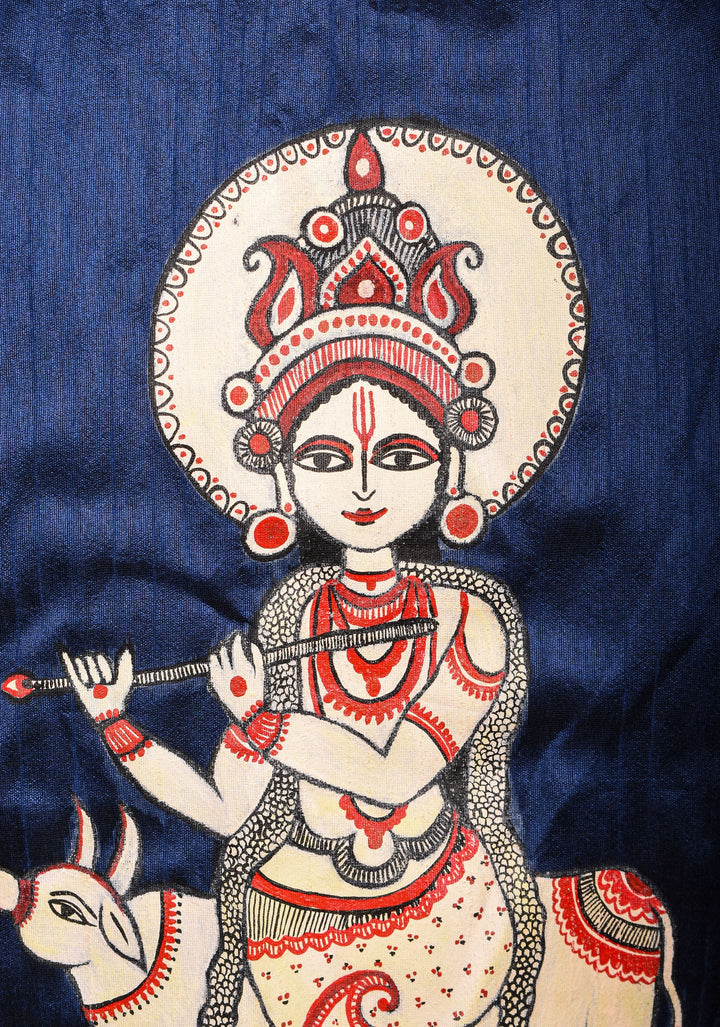 Size 42" Blue Krishna Hand Painted Blouse