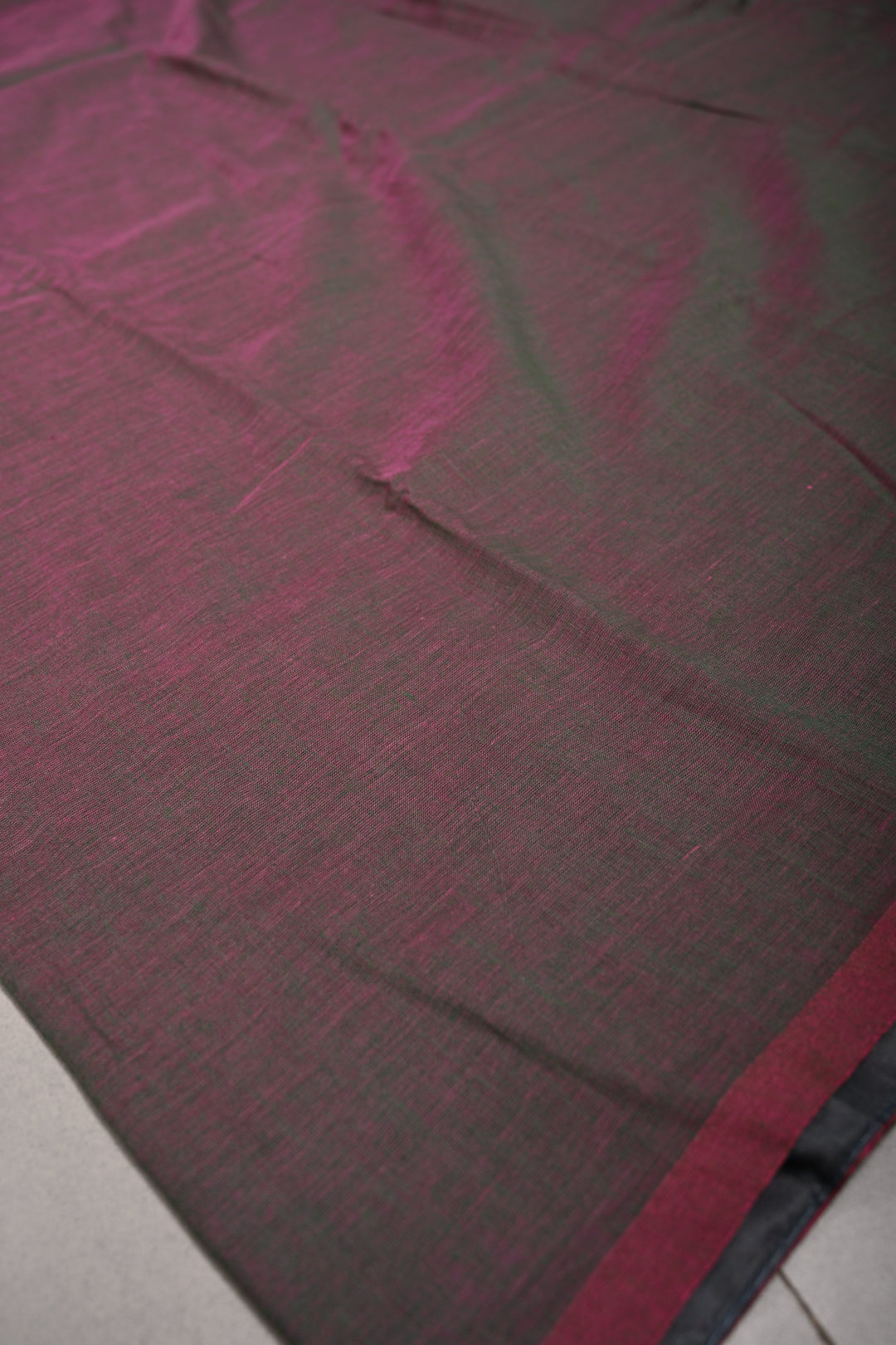 Pink-Green Dual tone Mul Cotton Saree with Long Tassels, No Blouse Piece | SHOBITAM