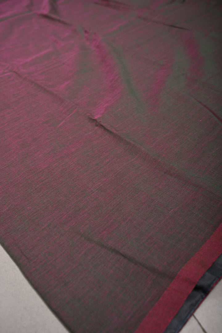 Pink-Green Dual tone Mul Cotton Saree with Long Tassels, No Blouse Piece | SHOBITAM