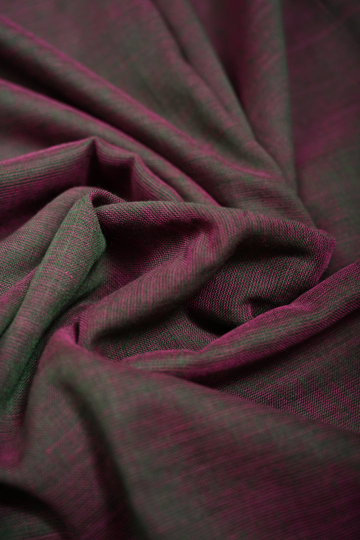 Green-Pink Dual tone Mercerized Mul Cotton Saree with  Long Tassels, No Blouse Piece | SHOBITAM