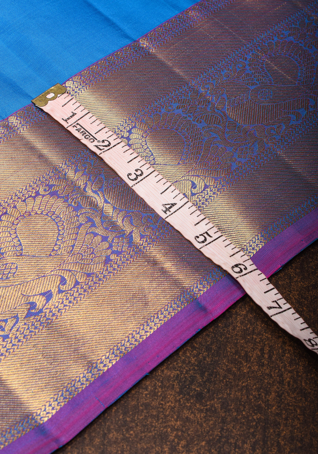 Exquisite Pure Kanjivaram Silk Saree in Blue with Zari Motifs and Zari Border | SILK MARK CERTIFIED