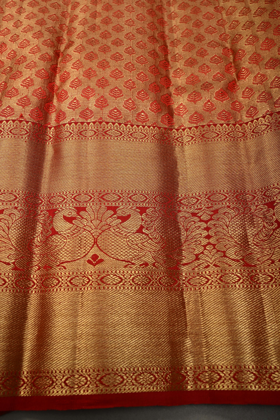 Talambralu Ivory-Gold Pure Kanjivaram Tissue Silk Saree with Geomatric Brocade and Contrast Zari Border | SILK MARK CERTIFIED | SHOBITAM