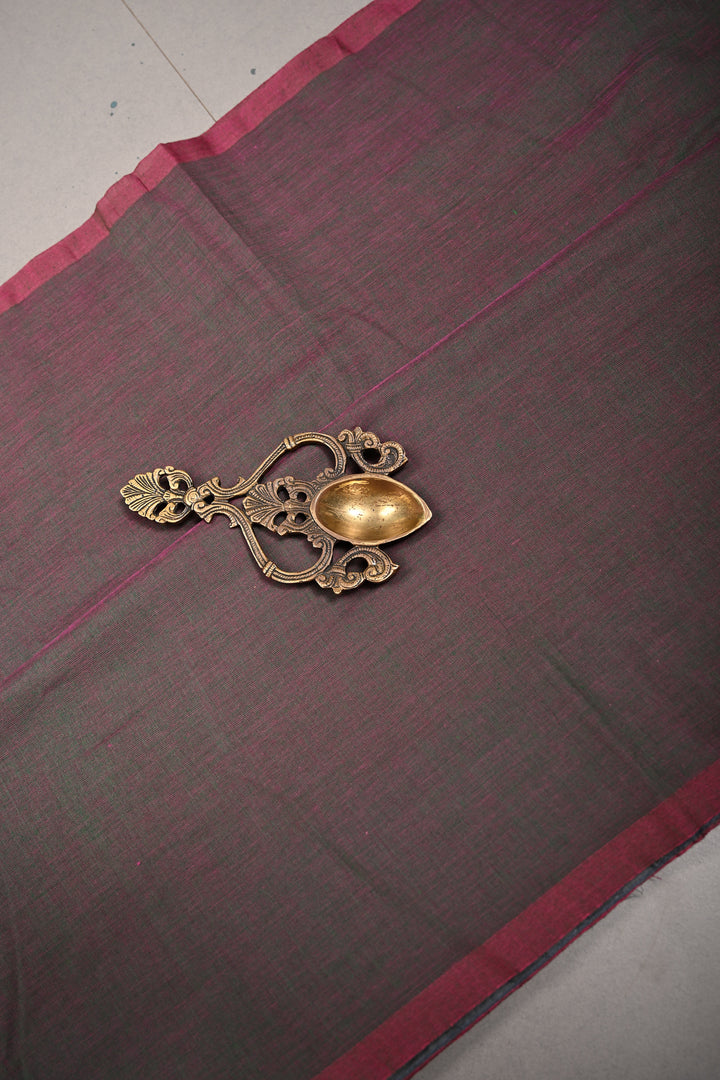 Green-Pink Dual tone Mercerized Mul Cotton Saree with  Long Tassels, No Blouse Piece | SHOBITAM