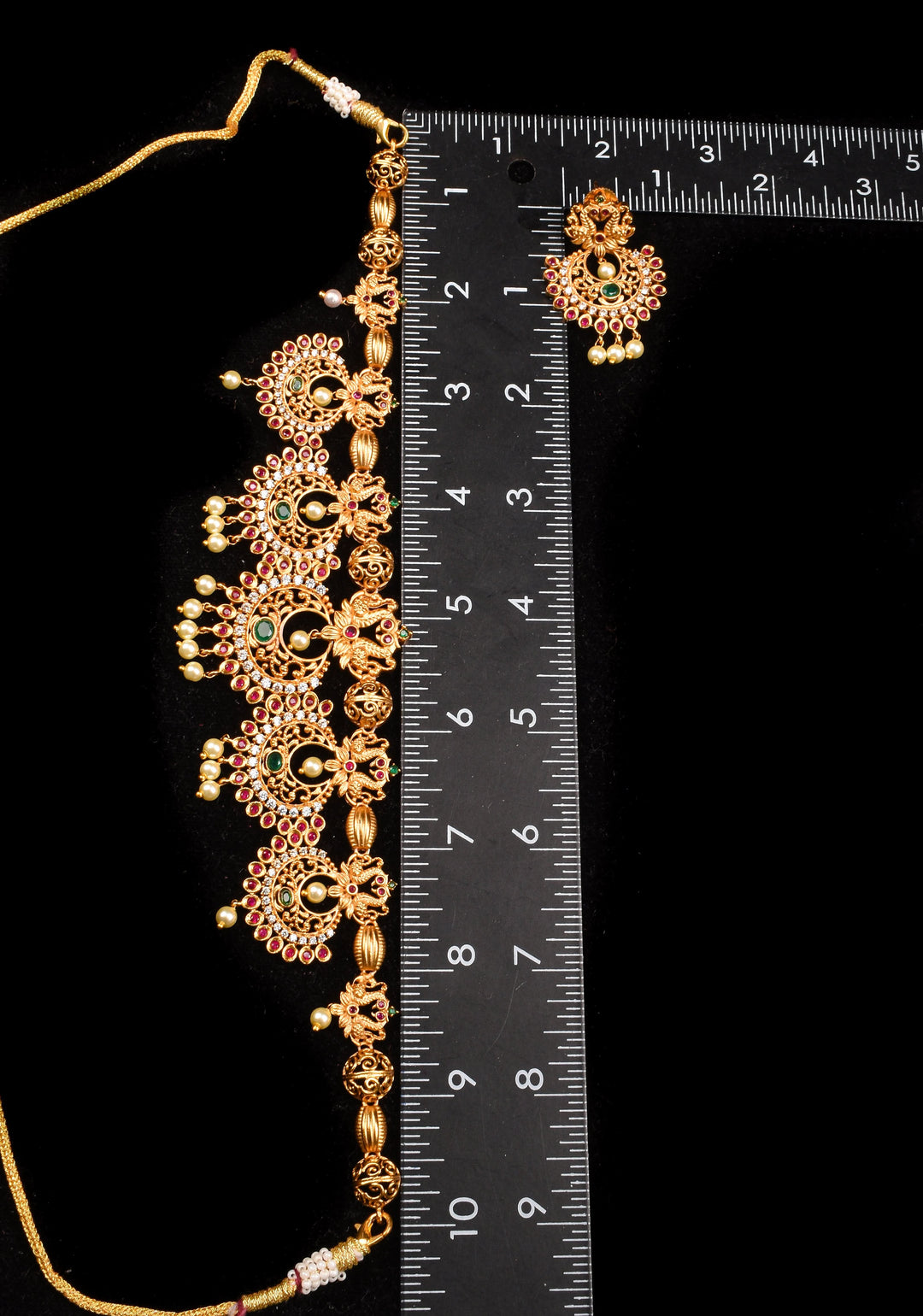 Elegant Twin Peacock Necklace Set with Chandbali Design and Dangling Beads | Shobitam Jewelry