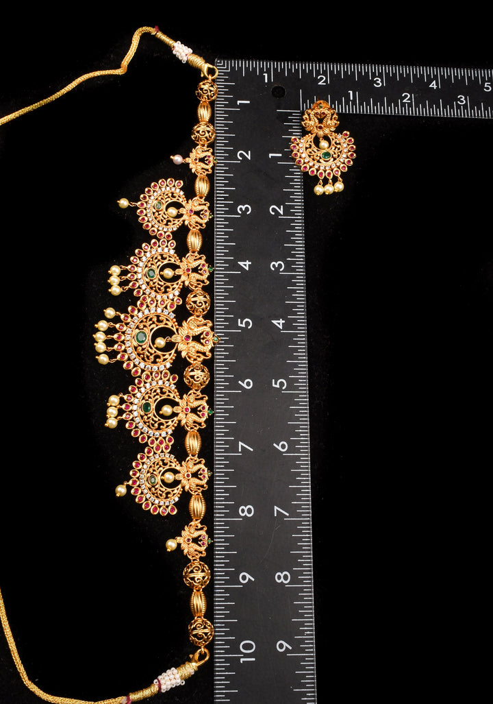 Elegant Twin Peacock Necklace Set with Chandbali Design and Dangling Beads | Shobitam Jewelry