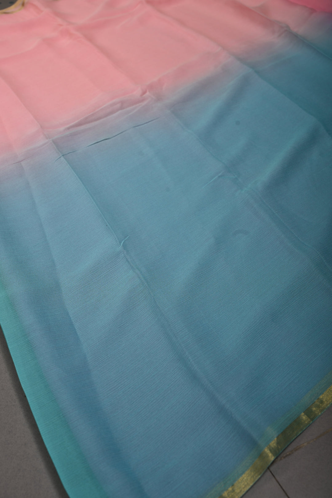 Bollywood Style Ombre Pure Chiffon Saree in Multicolor, No Blouse Piece | SHOBITAM