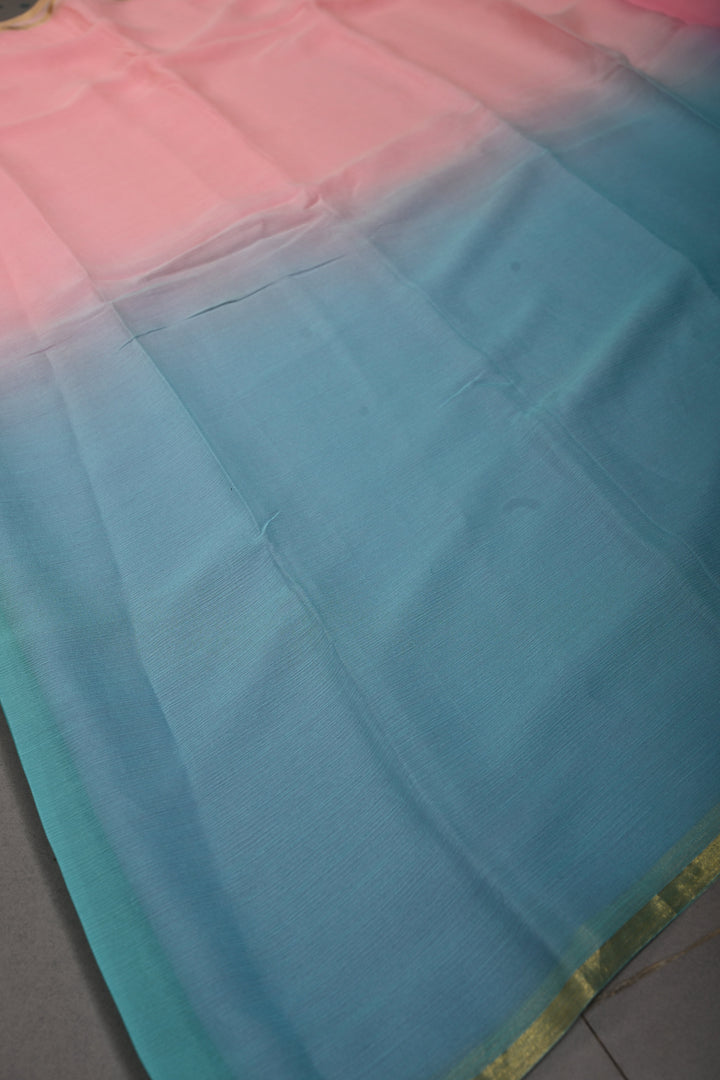 Bollywood Style Ombre Pure Chiffon Saree in Multicolor, No Blouse Piece | SHOBITAM