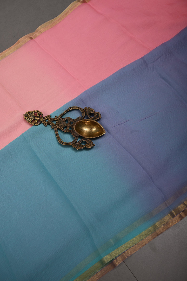 Bollywood Style Ombre Pure Chiffon Saree in Multicolor, No Blouse Piece | SHOBITAM