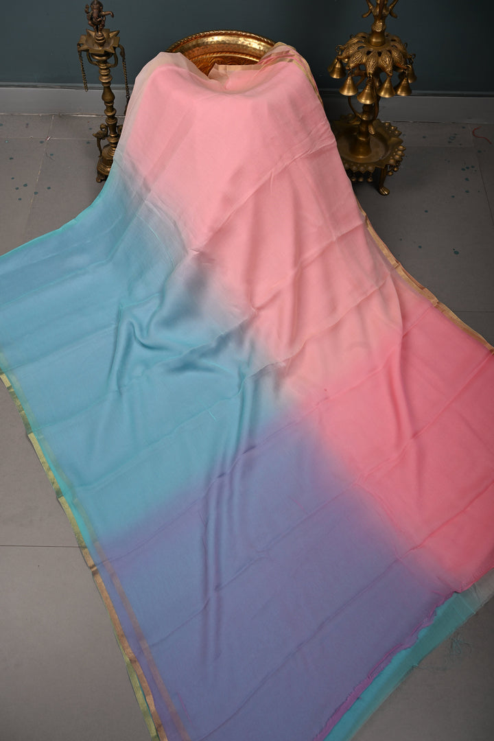 Bollywood Style Ombre Pure Chiffon Saree in Multicolor, No Blouse Piece | SHOBITAM