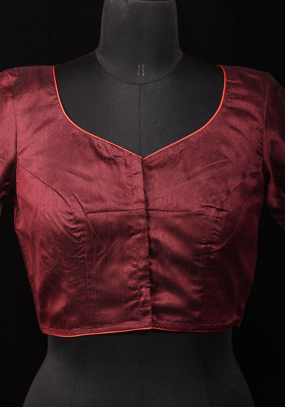 Size 36: Meditating Buddha - Authentic Hand painting on maroon semi silk blouse