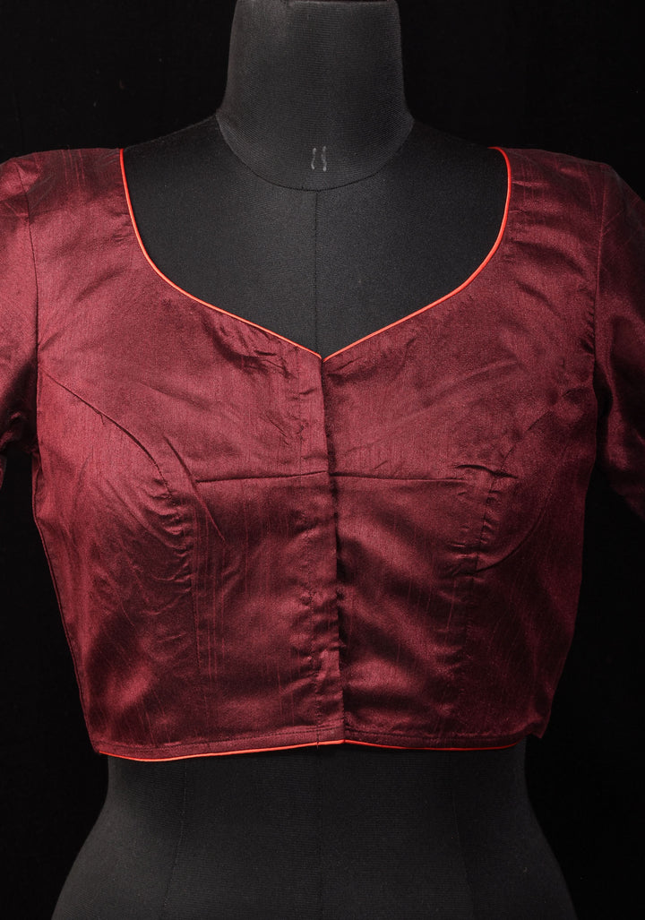 Size 36: Meditating Buddha - Authentic Hand painting on maroon semi silk blouse