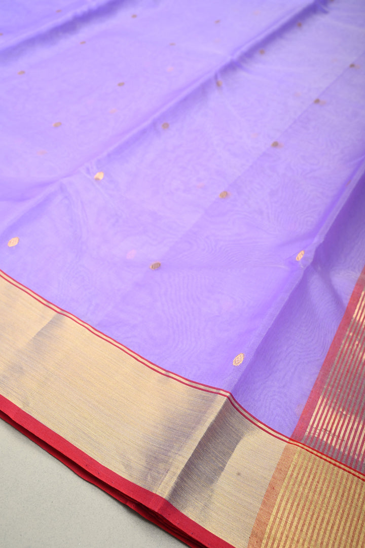 Lavender Chanderi Silk Saree with Zari Buttas and Tissue Border | SHOBITAM