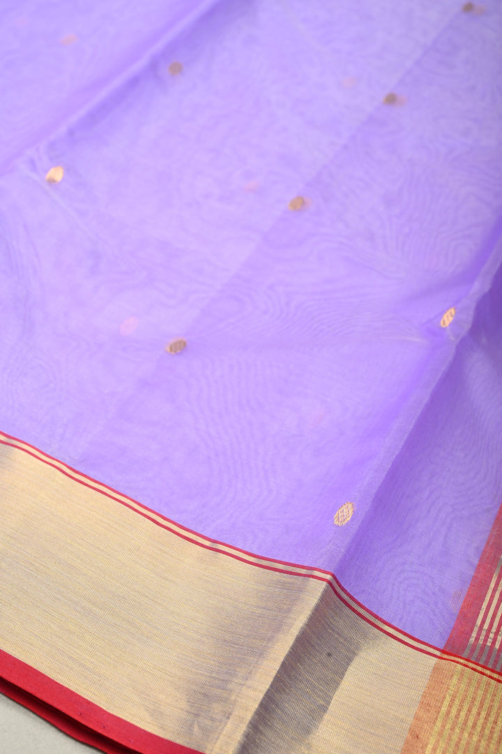 Lavender Chanderi Silk Saree with Zari Buttas and Tissue Border | SHOBITAM