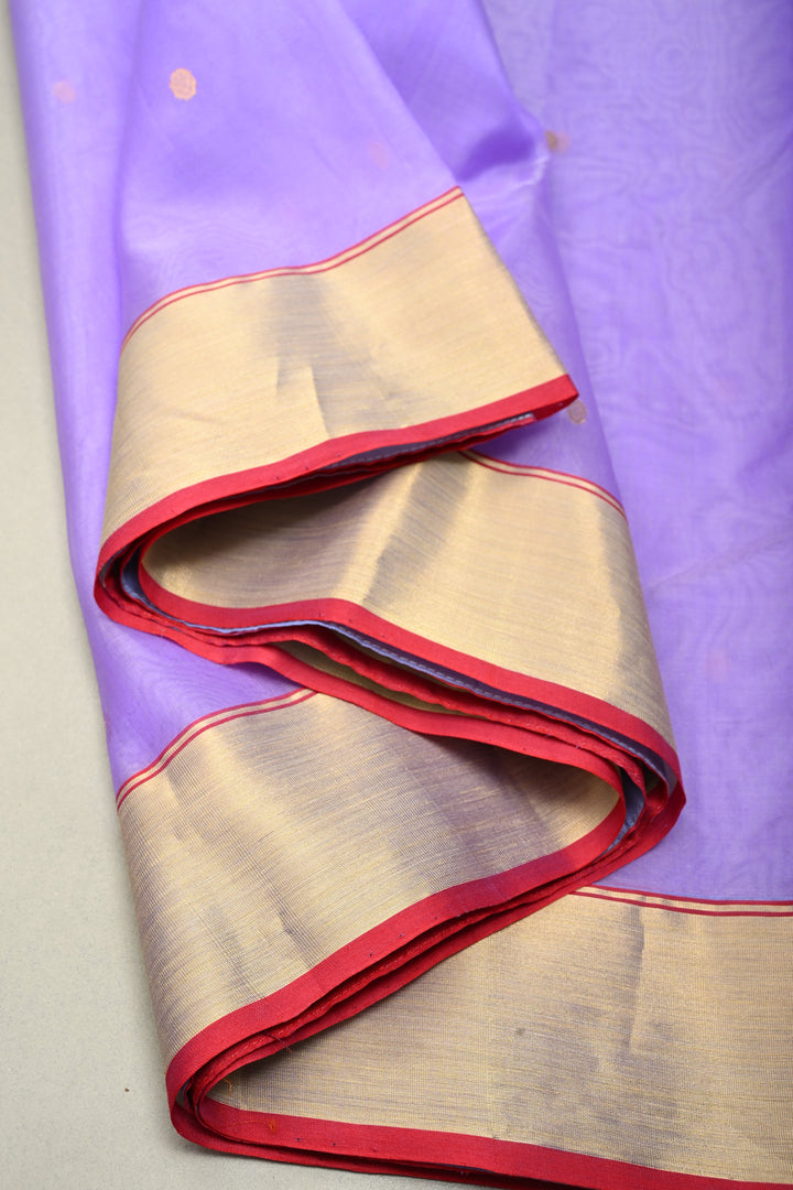 Lavender Chanderi Silk Saree with Zari Buttas and Tissue Border | SHOBITAM