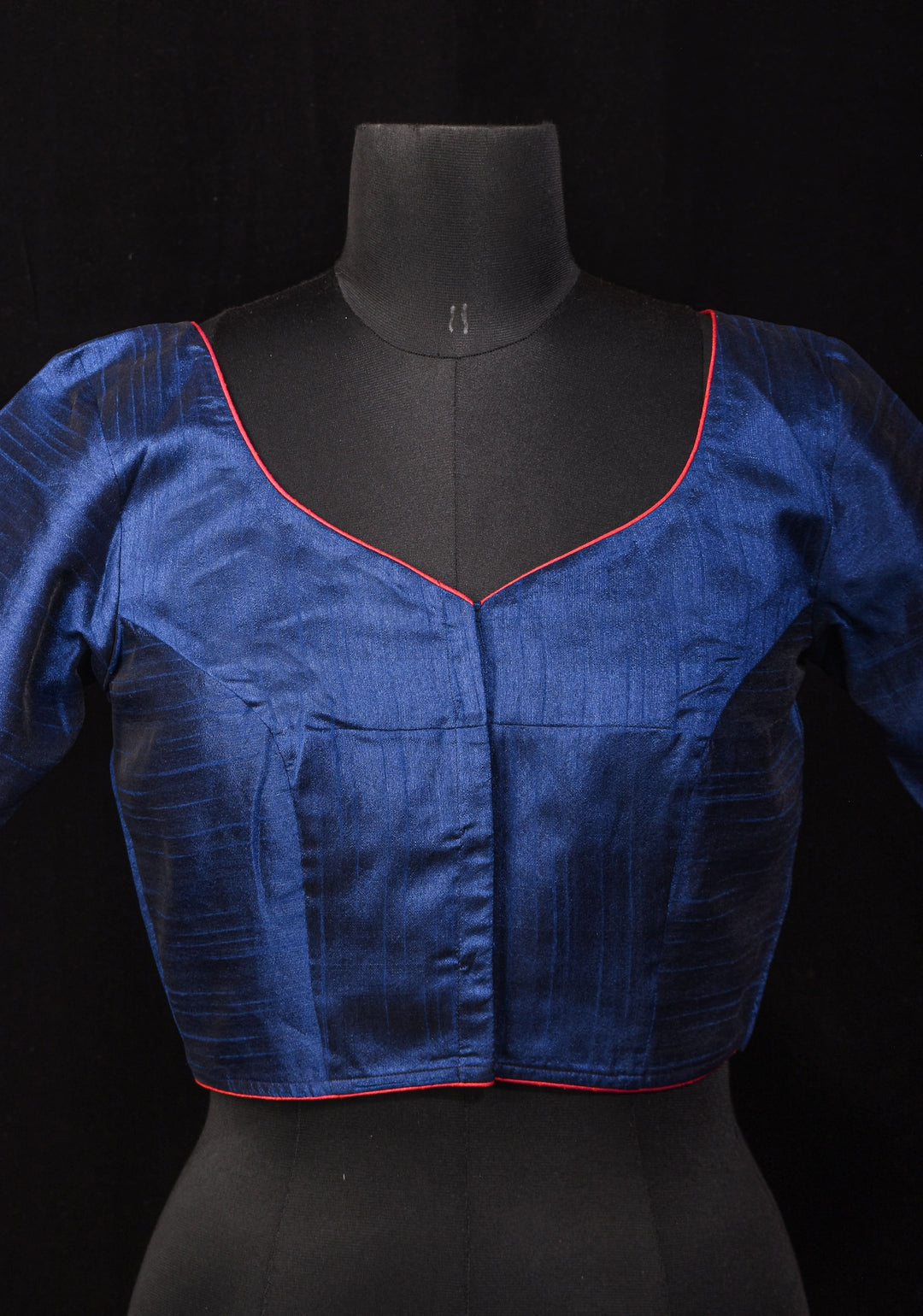 Size 36:Superwoman Hand painted Saree Blouse in Deep Blue Semi Silk