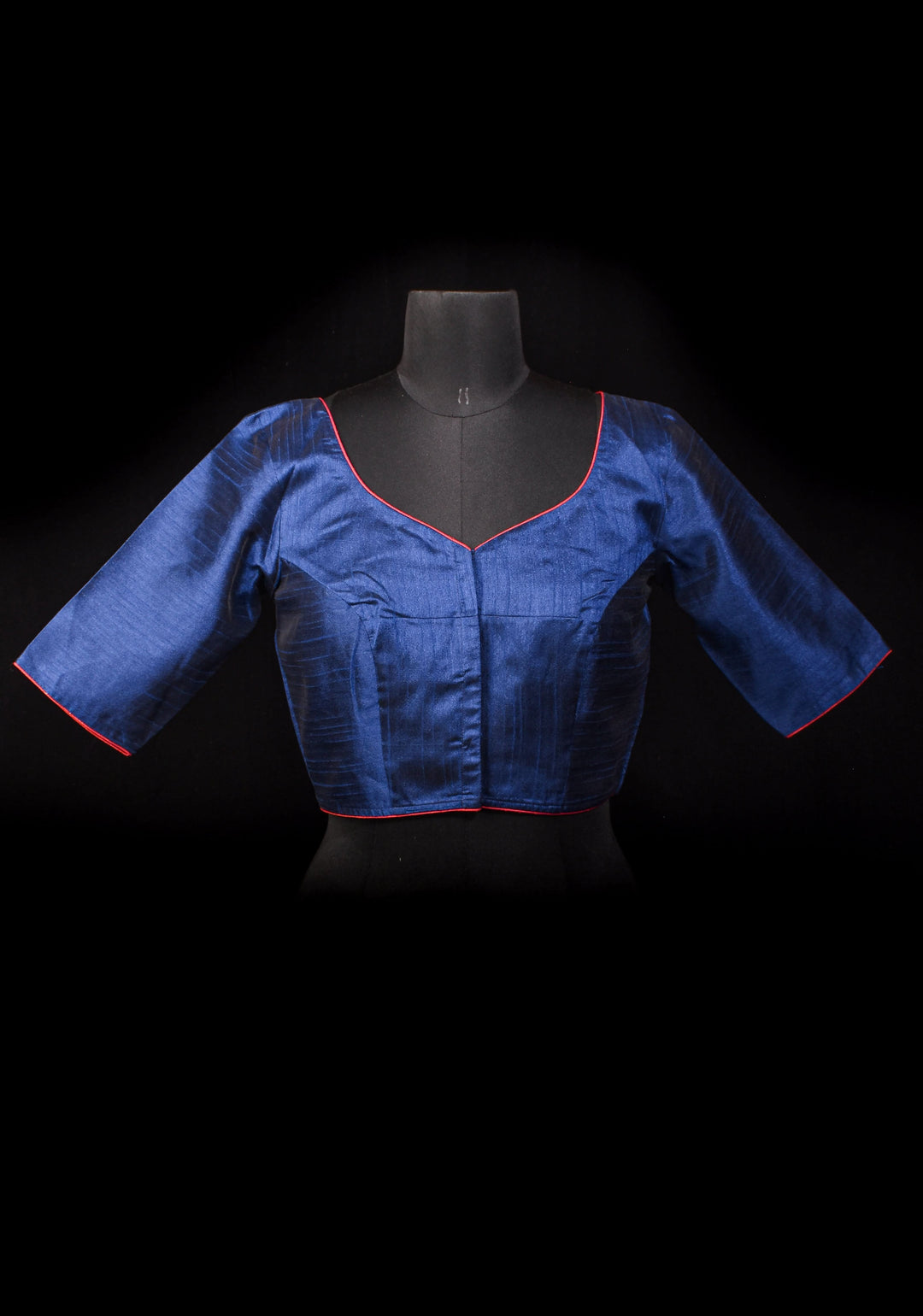 Size 36:Superwoman Hand painted Saree Blouse in Deep Blue Semi Silk