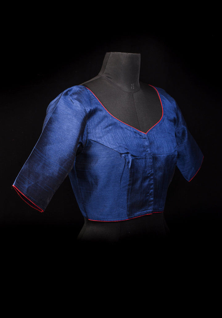 Size 36:Superwoman Hand painted Saree Blouse in Deep Blue Semi Silk