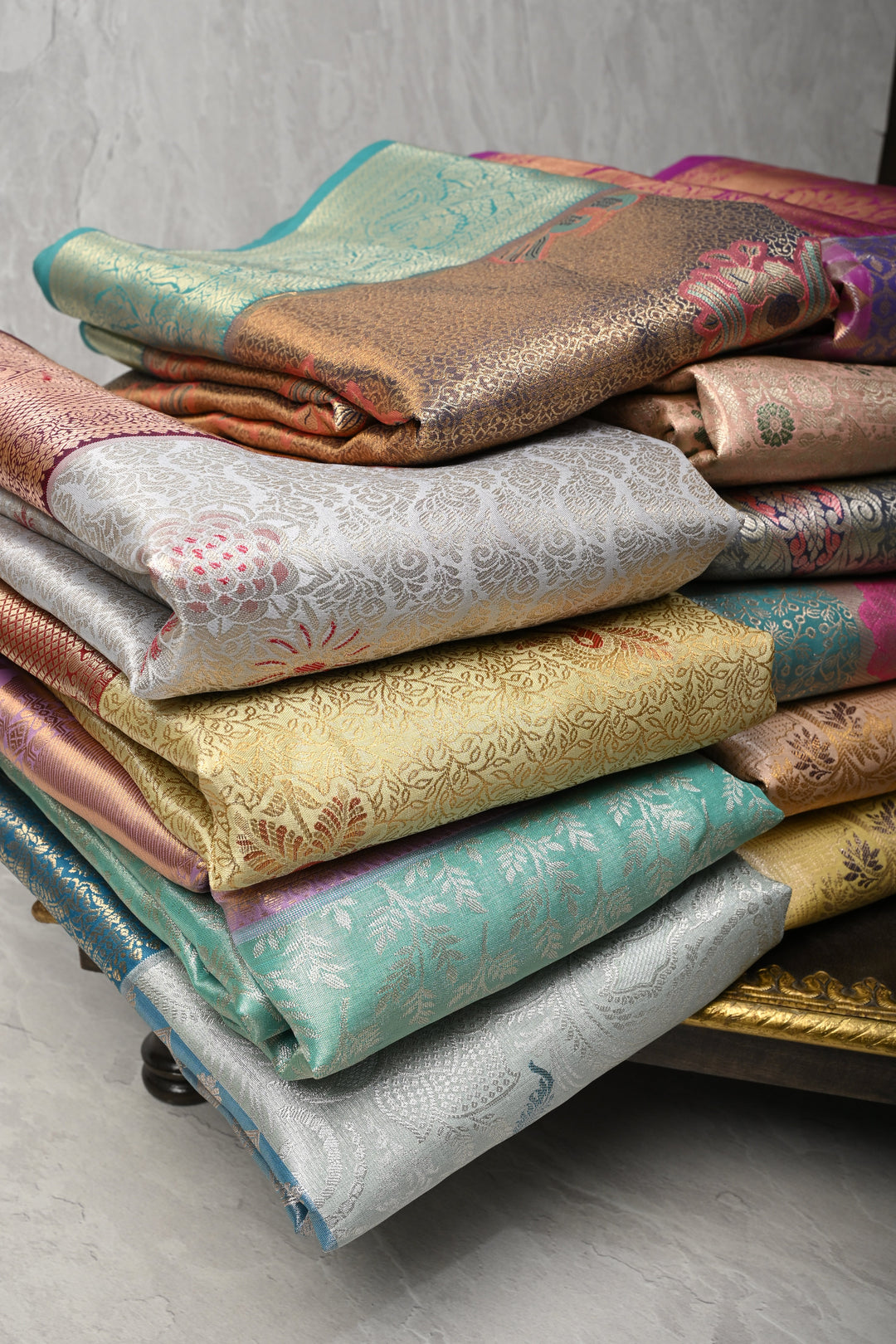 Discounted 15 Sarees Bundle for Gifting: Assorted Mix of 15 Kanjivaram Meenakari Tissue Semi silk saree
