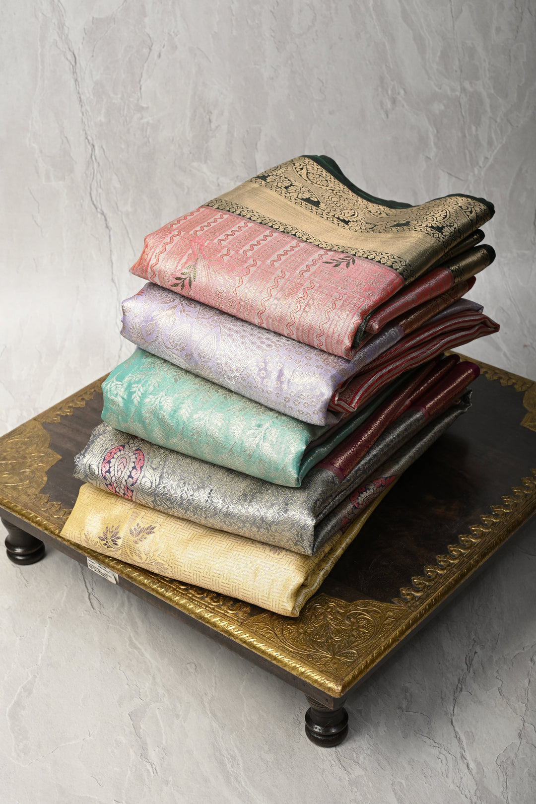 Assorted Bundle of 5 for Gifting: Kanjivaram Meenakari Tissue Semi Silk Sarees!