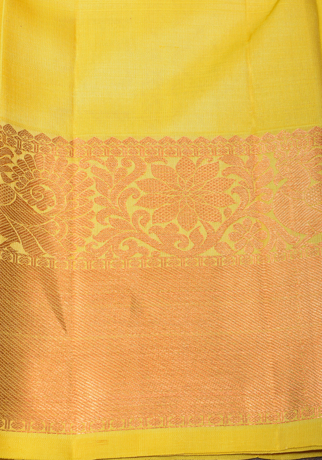 Exquisite Yellow Kanjivaram Silk Saree with Paisley Motifs and Zari Border | SILK MARK CERTIFIED
