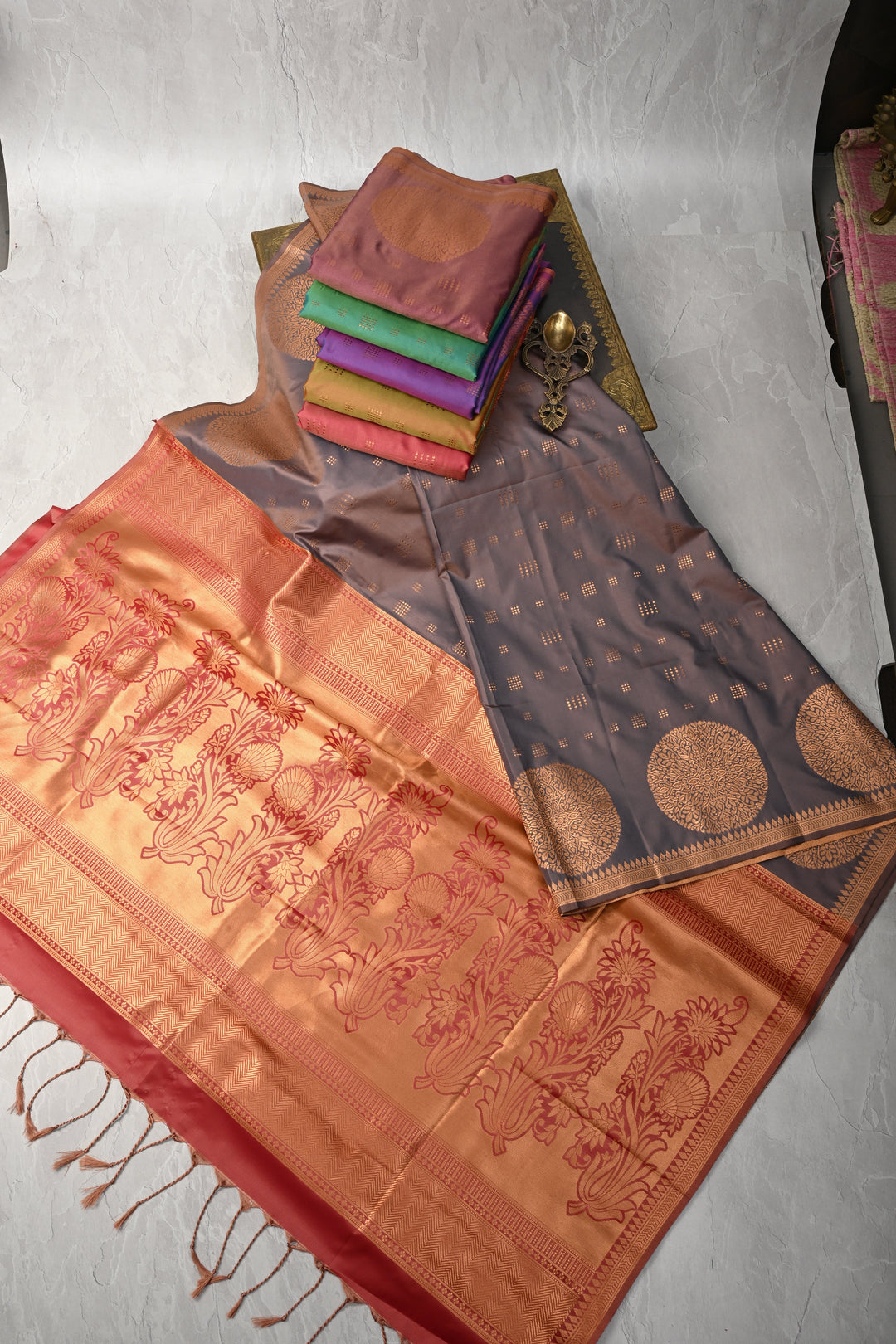 Discounted Bundle of 5 Semi Silk Assorted Sarees for Gift Giving