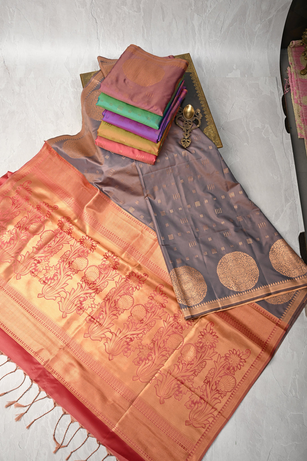 Discounted Bundle of 5 Semi Silk Assorted Sarees for Gift Giving
