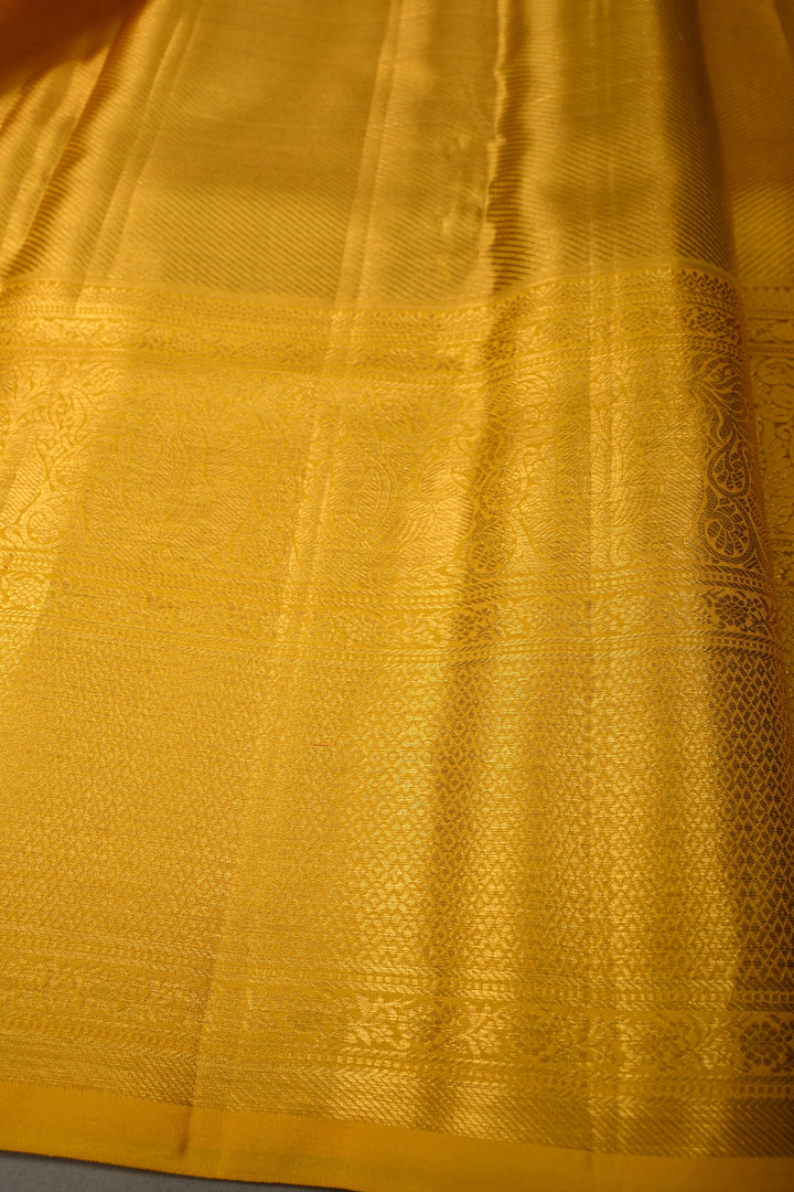 Rangkaat Style on Pure Kanjivaram Tissue Silk Saree with Meenakari Brocade and Contrast Zari Border | SILK MARK CERTIFIED | SHOBITAM