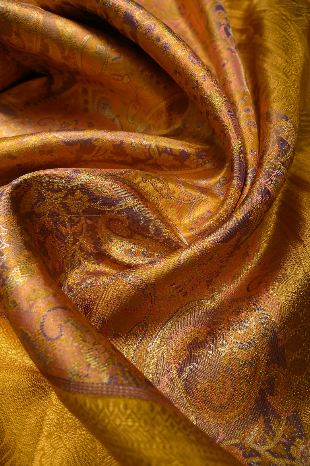 Rangkaat Style on Pure Kanjivaram Tissue Silk Saree with Meenakari Brocade and Contrast Zari Border | SILK MARK CERTIFIED | SHOBITAM