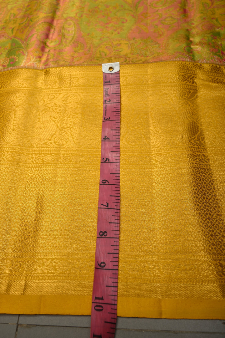 Green Rangkaat Design on Pure Kanjivaram Tissue Silk Saree with Meenakari Floral Brocade | SILK MARK CERTIFIED | SHOBITAM