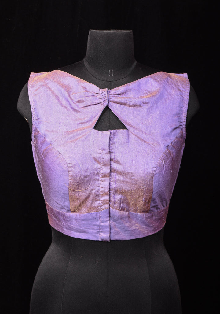 Lavender Pure Tissue Raw Silk blouse with Butterfly Cutout tone on tone embellishments, customizable, made to order