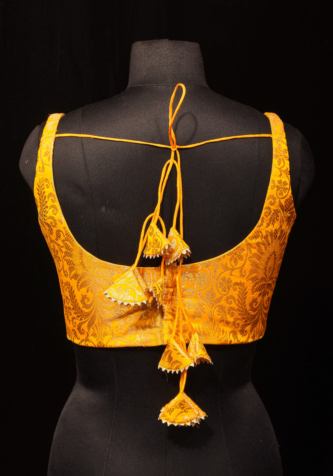 Yellow Banarasi brocade sleeveless mix and match blouse, customizable, made-to-order