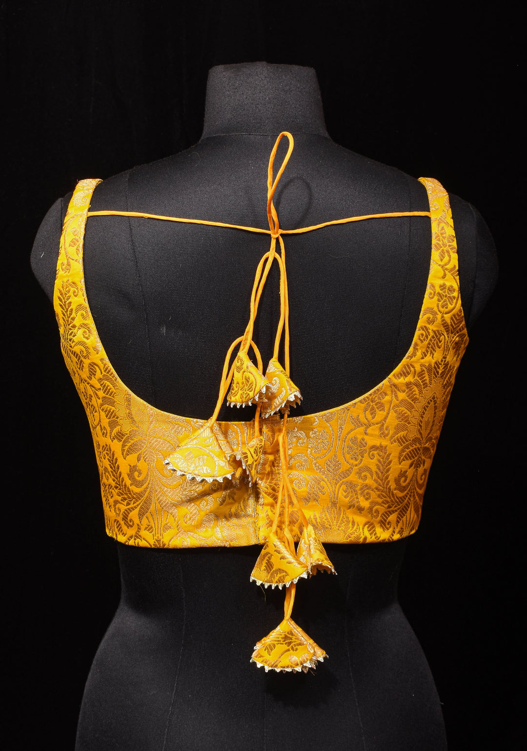 Yellow Banarasi brocade sleeveless mix and match blouse, customizable, made-to-order