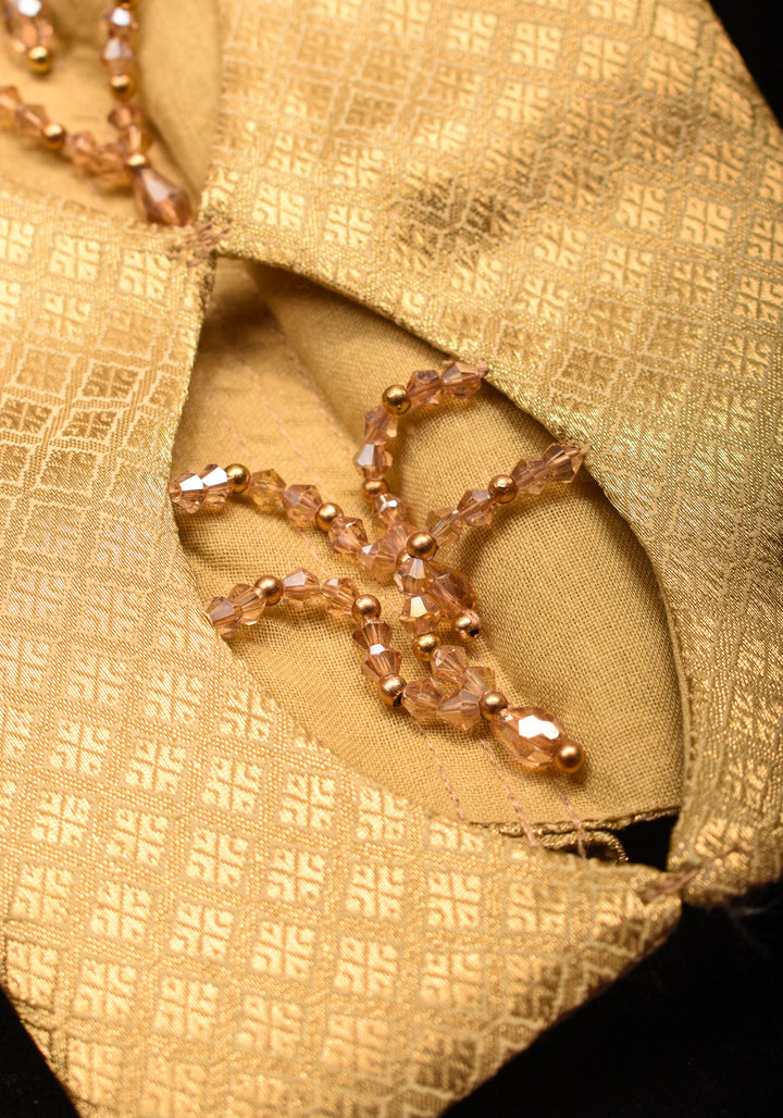 Golden blouse with cutout in sleeves and crystal detailing , Made to Order