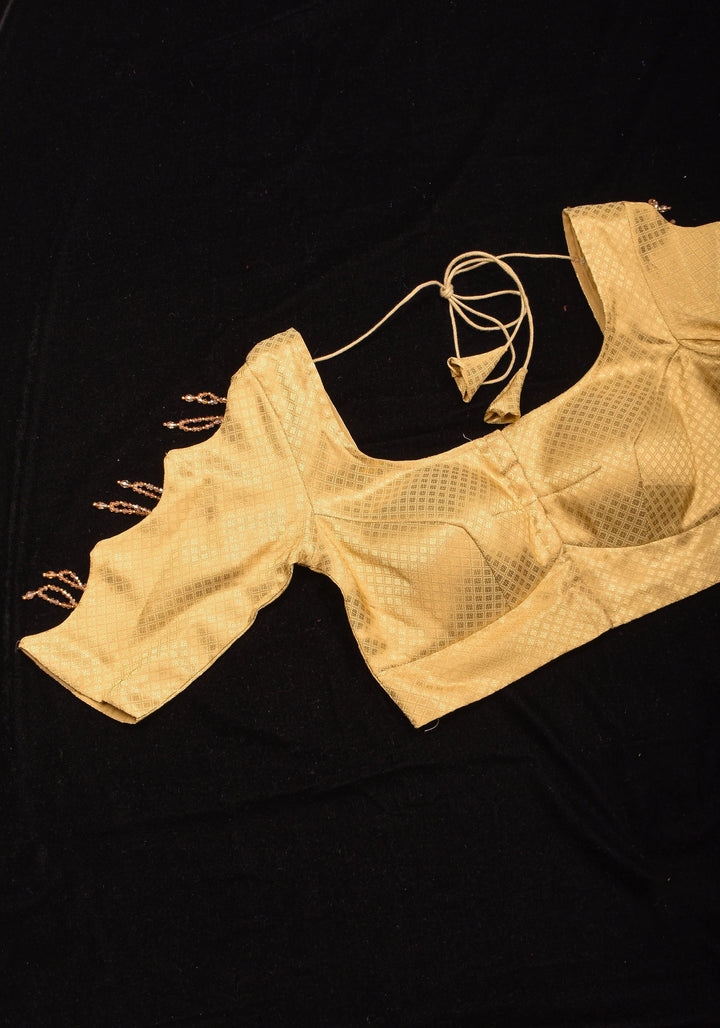 Golden blouse with cutout in sleeves and crystal detailing , Made to Order