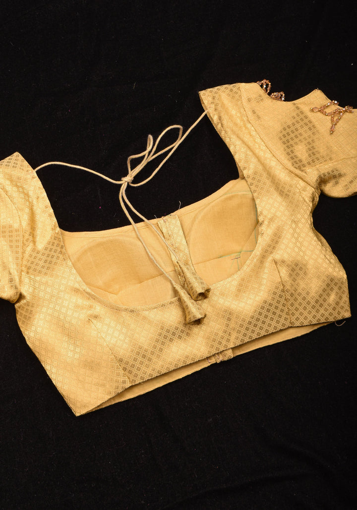 Golden blouse with cutout in sleeves and crystal detailing , Made to Order