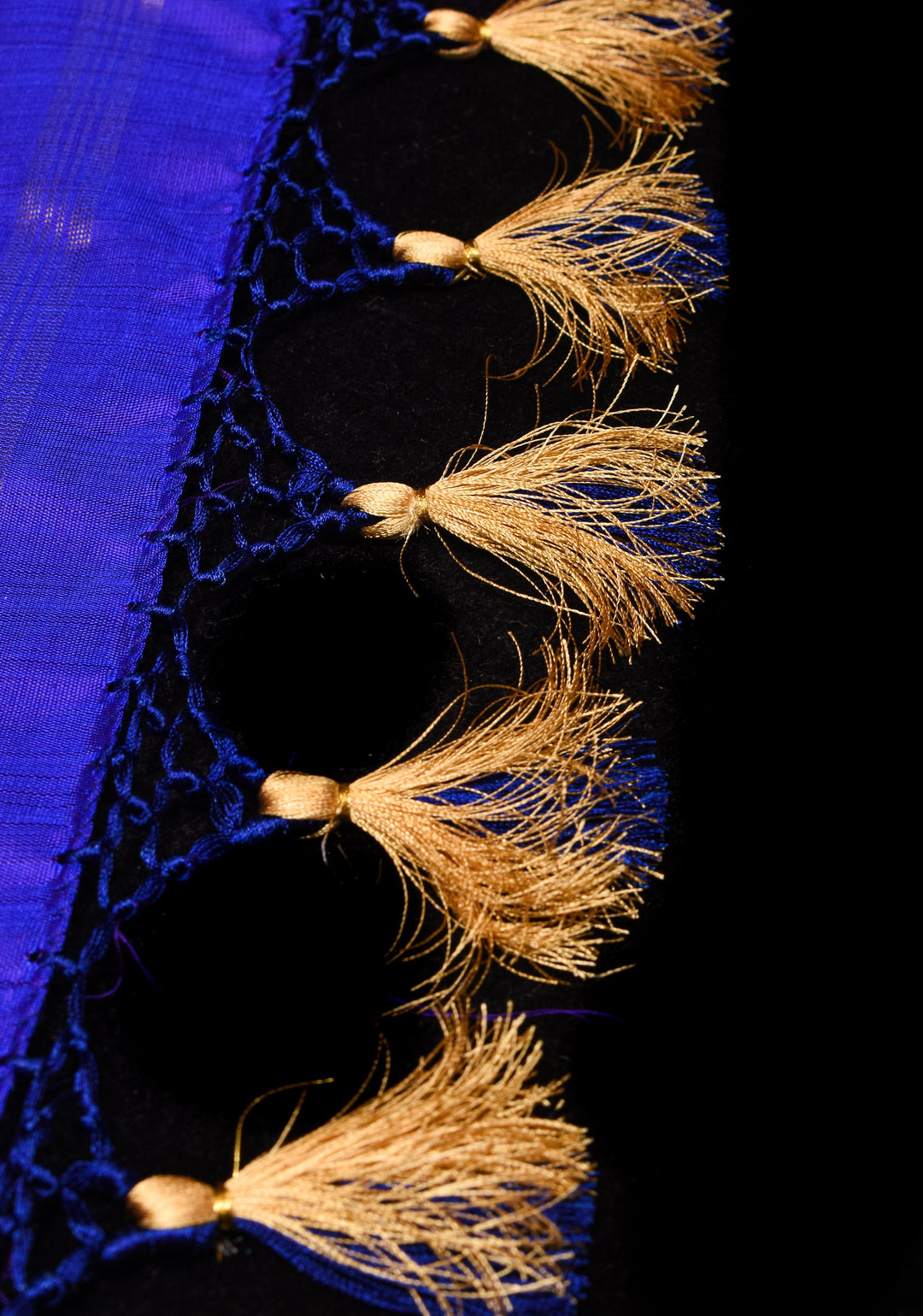 Royal Blue Kanjivaram Pure Silk Saree with golden Zari Temple border | SILK MARK CERTIFIED