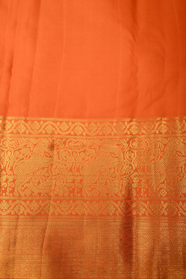 Beige Kanjivaram Tissue Silk Saree with Moroccan Trellis Design Brocade and Contrast Zari Border | SILK MARK CERTIFIED | SHOBITAM