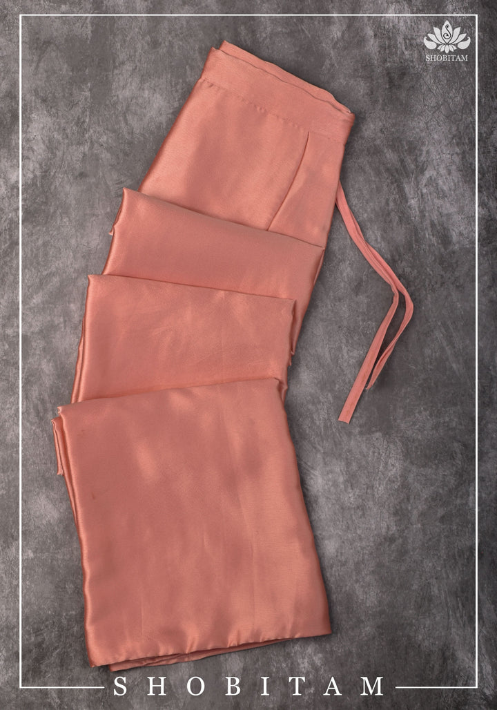 Premium Quality Coral Peach Satin Petticoat for saree, in standard size.